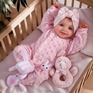 17 Inch Drink and Wet Reborn Baby Doll Girl Lifelike Cloth Body Toy for Kids
